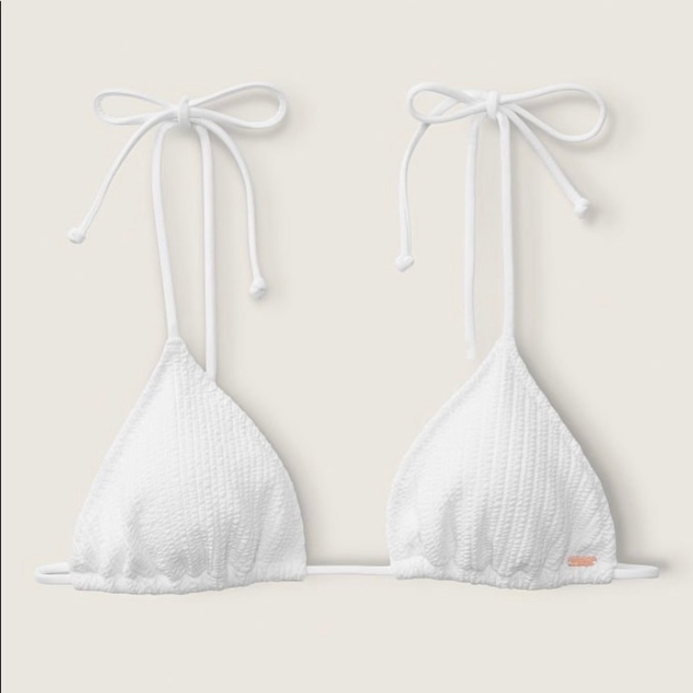 VS Pink Crinkle Triangle Bikini Top